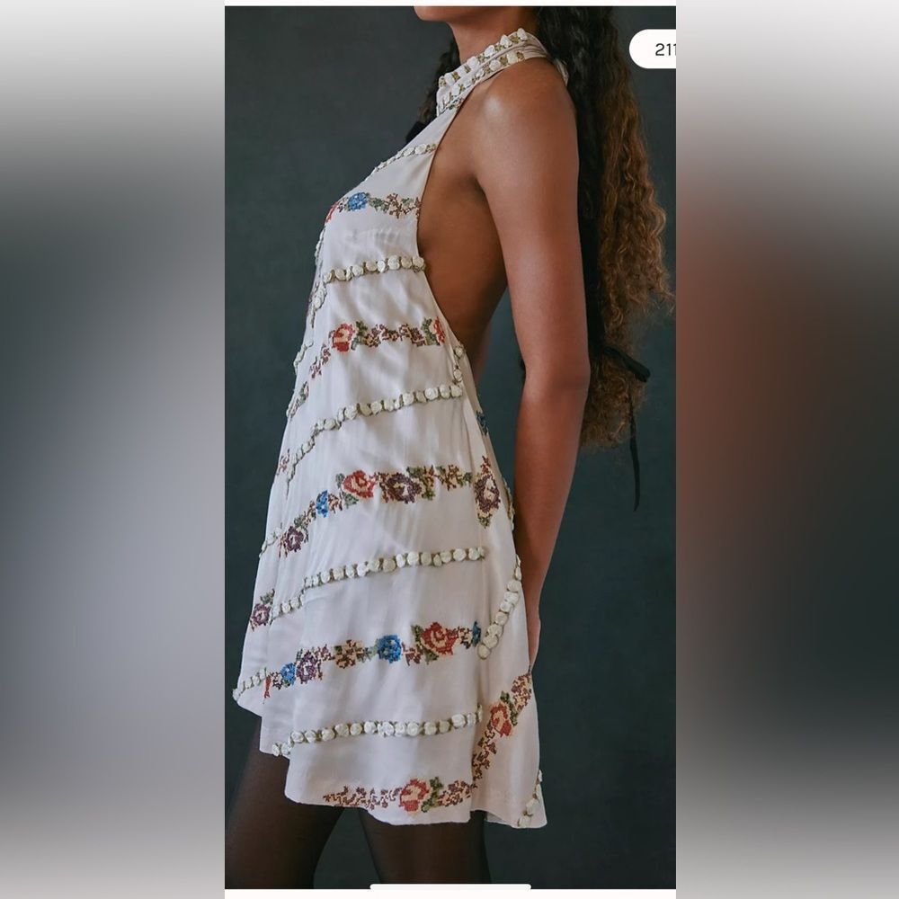 FREE PEOPLE 
Rene Embroidered Mini Dress Medium - Picture 2 of 7
